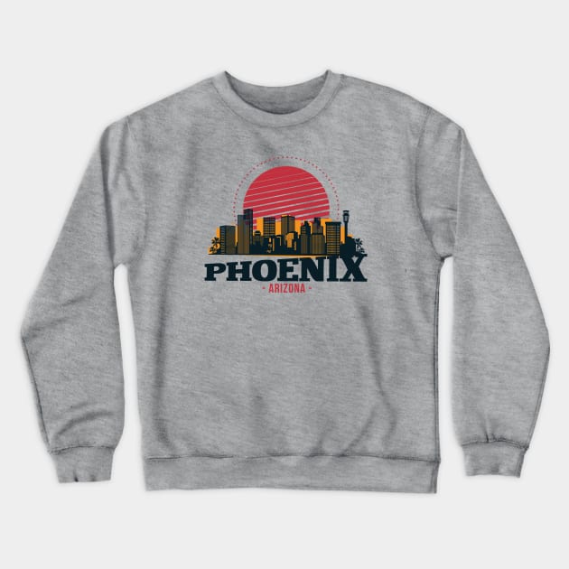 Retro Phoenix, Arizona Skyline Crewneck Sweatshirt by SLAG_Creative